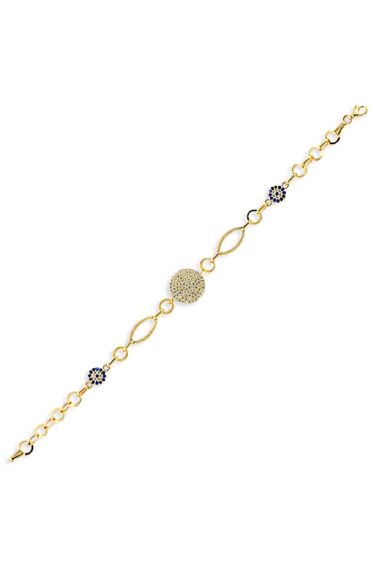 Hallow Loop Ve Nazar Göz Motifli Altın Bileklik